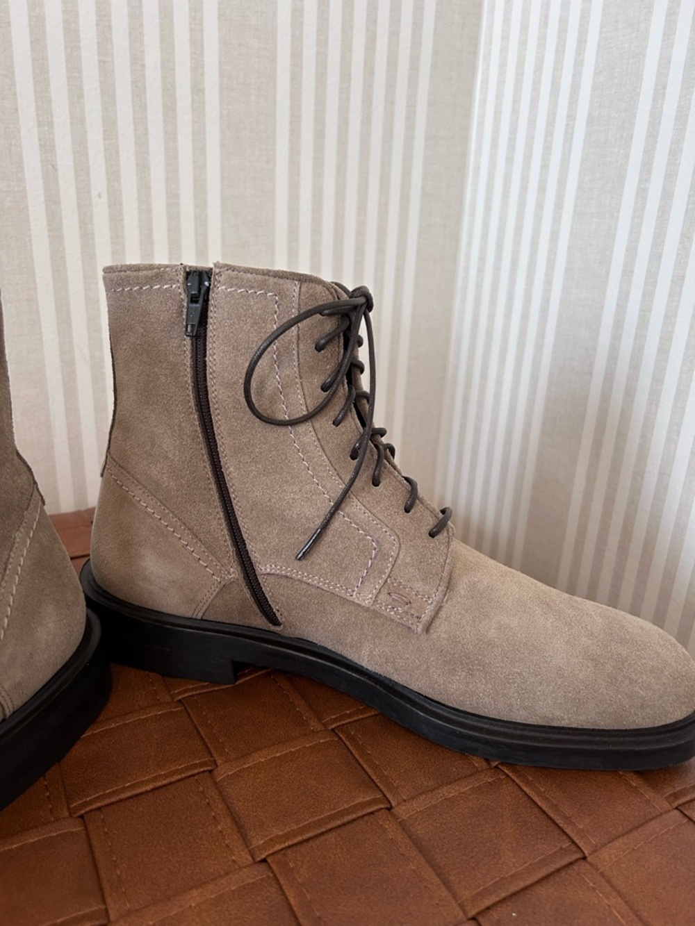 Steve Madden Men's Gray Taupe Suede Lace Up Boots Made in Italy NEW Size 8 - Picture 6 of 10